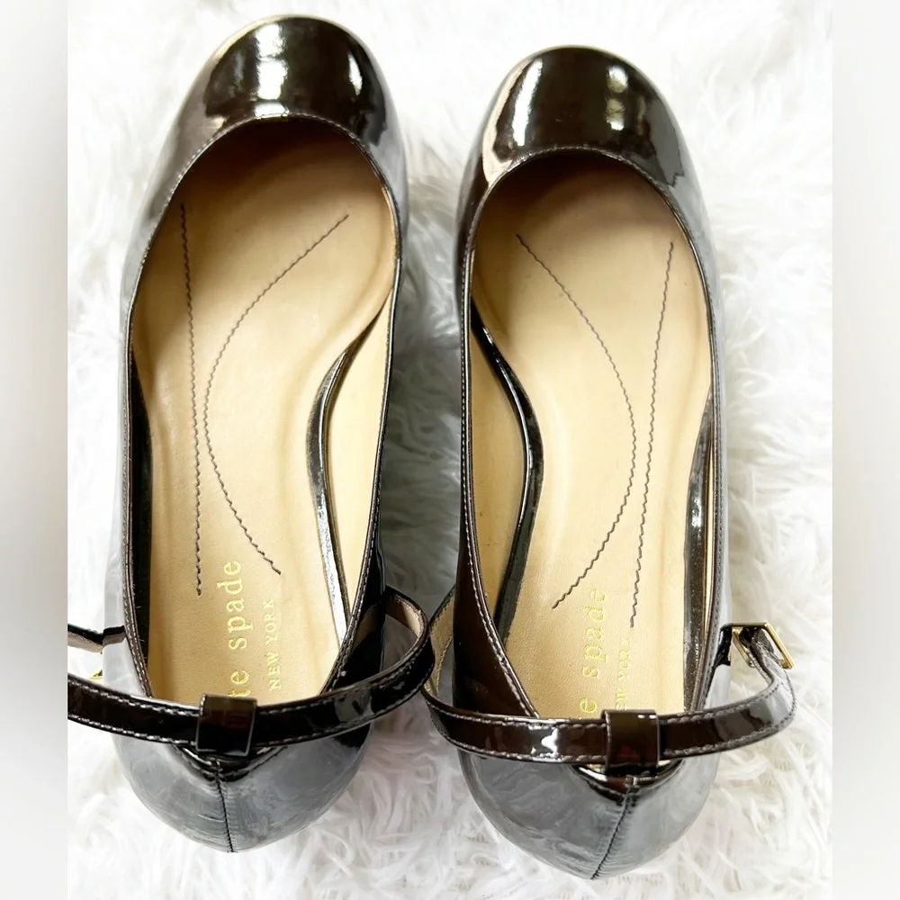 kate spade Black Patent Leather Ankle-Strap Platform Mary Janes